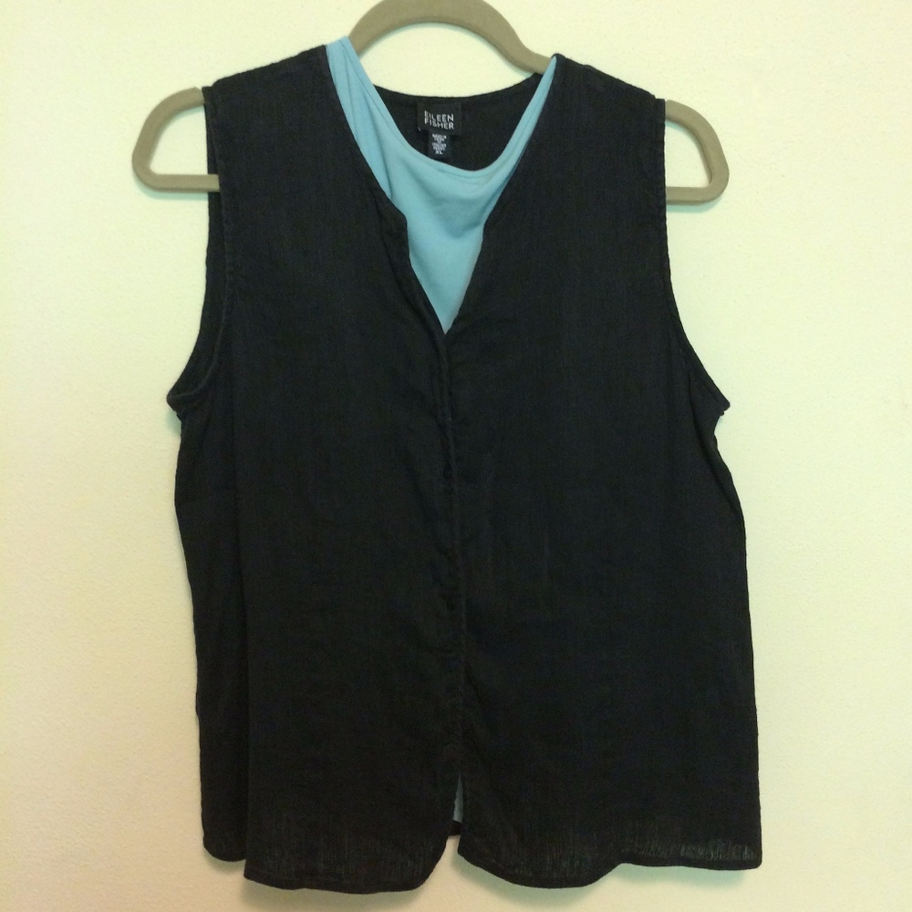 Vintage Eileen Fisher V-Neck Black Vest--Only